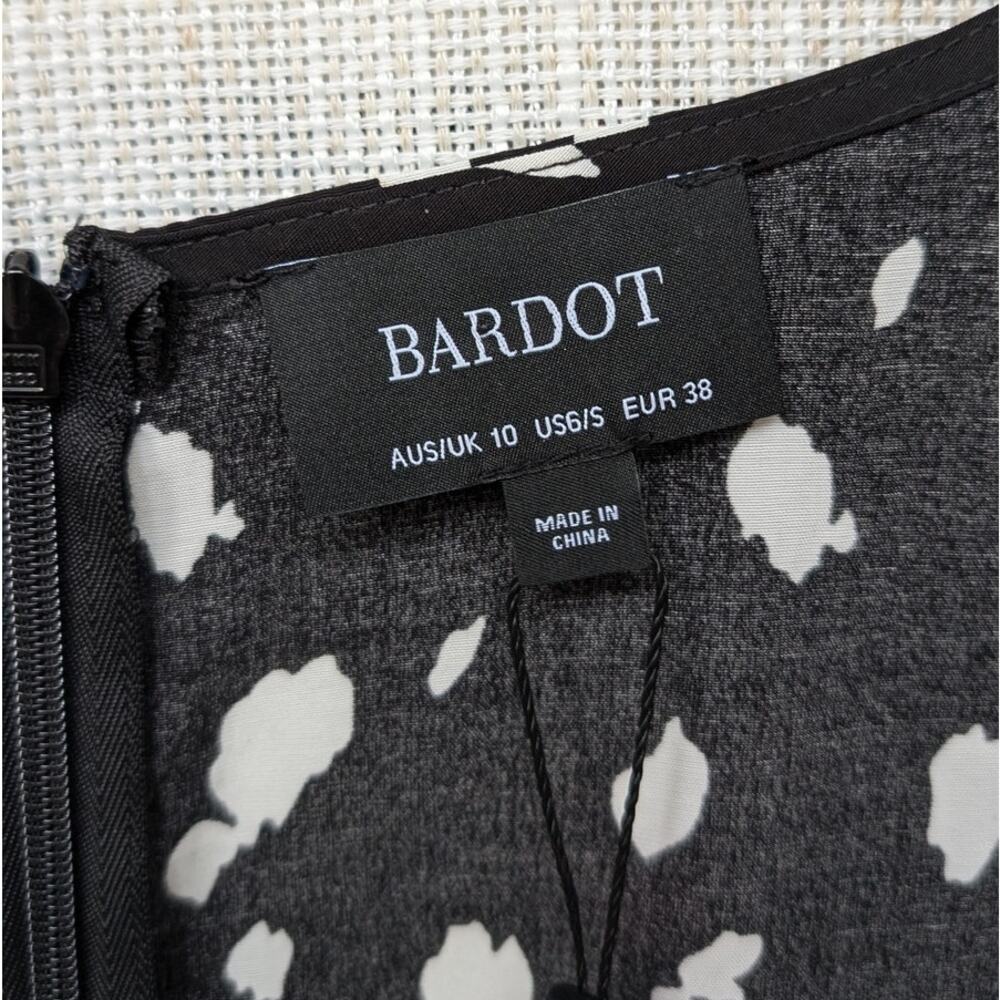 NWT Bardot Millie Black Abstract Spot Short Sleeve Midi Maxi Dress, size 6/S - Picture 4 of 10